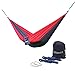 WoneNice Camping Hammock - Portable Lightweight Double Nylon Hammock, Best Parachute Hammock with 2 x Hanging Straps for Backpacking, Camping, Travel, Beach, Yard and Garden (Red/Charcoal)