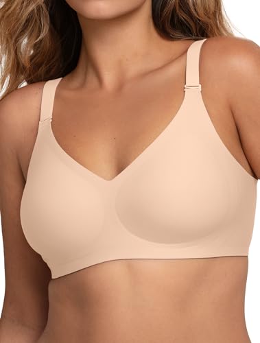 Image of Women V Neck Wireless Bra Full Coverage Comfort Jelly Strip Bras Supportive Seamless Bralette
