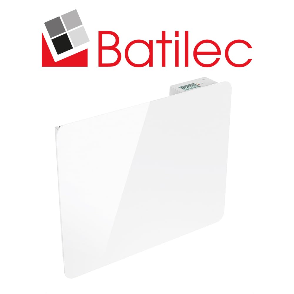 BATILEC - Radiateur Électrique LEONA Verre 1000W Blanc - Inertie Céramique