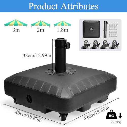 Poteau de parasol stable de 35mm à 48mm grâce au support lestable 23L - 3