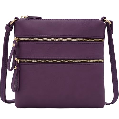 Image of Solene Small Multi Zipper Pocket Crossbody Bag with Adjustable Strap, Lightweight Travel Purse, Daily Small Messenger Pouch