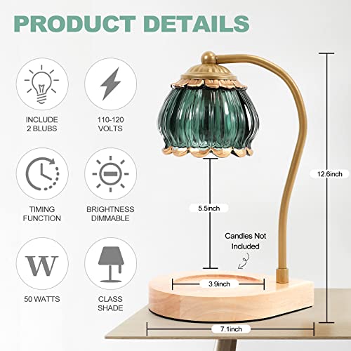 Cabrheart Candle Warmer Lamp With Timer, Dimmable Electric Candle Warmer Melter, Small & Large Jar Fragrance Candle Holders For Home Decoration Gift，Green & White-Orange #TOP1
