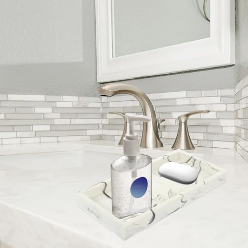 Bandeja para guardar artículos diversos de baño organizador de cosméticos efecto mármol 7