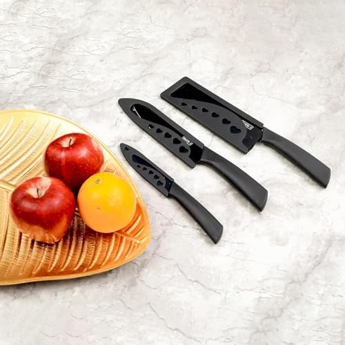 Image of RADA Knife Set for Kitchen Professional 3-Piece Kitchen Knife Set - High Carbon Stainless Steel Chef, Utility & Santoku Knives with Ergonomic Black Handles (3 Pc Knife Set) (Black)