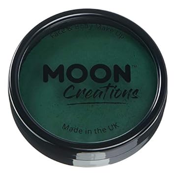 Moon Creations Pro Face & Body Makeup | Dark Green | 36g | Professional Colour Paint Cake Pots for Face Painting | Face Paint For Kids, Adults, Fancy Dress, Festivals, Halloween