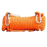 Cuerda de seguridad para exteriores de 10 mm con 2 mosquetones de acero, adecuada para escalada y rescate, disponible en longitudes de 10 m y 20 m (20 m, naranja)