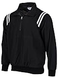 Smitty | BBS-320 | Major League Style | Baseball Softball Water Resistant Microfiber Shell Pullover Umpire Jacket | Umpire's Choice! (Black w/Black, White Inserts, XL)