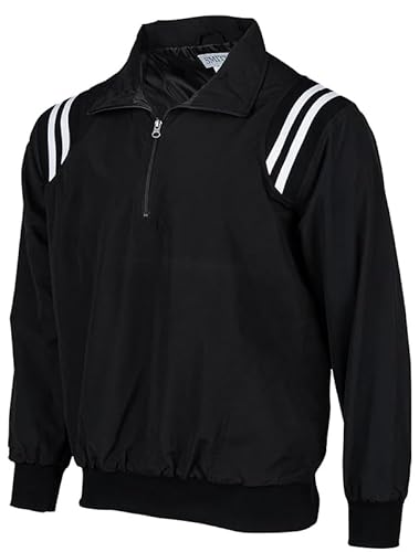 Smitty | BBS-320 | Major League Style | Baseball Softball Water Resistant Microfiber Shell Pullover Umpire Jacket | Umpire's Choice! (Black w/Black, White Inserts, XL)