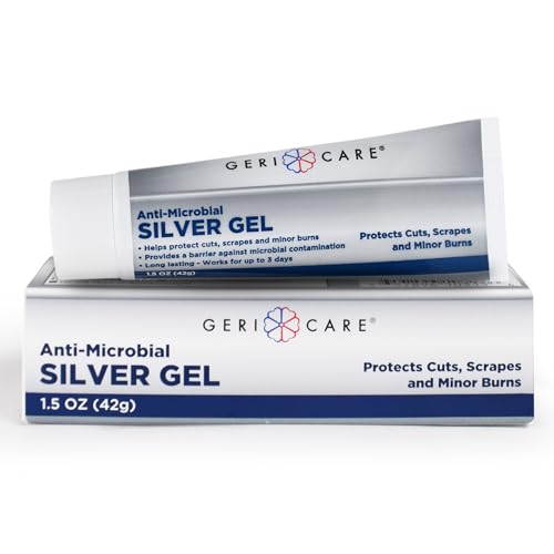 Antimicrobial Silver Gel By GeriCare| Wound Care Cream For Cuts Scrapes Minor Burns| Natural Topical Skin Healing Ointment| 55PPM Colloidal Silver Gel For Wound Dressing |Long-Lasting Protection|1.5oz