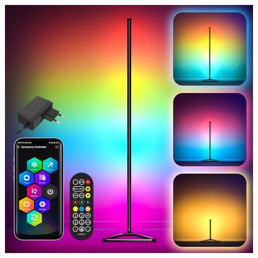 Mtutu Lampadaire LED 140cm Lampadaire sur Pied RGBIC avec Télécommande/App, Amovible, Dimmable, Sync Musicale, Mode DIY - Lampe d'Angle Moderne Lampadaire pour Salon, Chambre, Salle Jeux, Noir