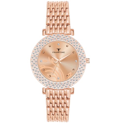 Franktime Cinderella Diamond Studded Series Analog Watch for Women | Rose Gold Women’s Watch with Adjustable Chain Strap (B0CM4RHGRG) Amazon Price History, Amazon Price Tracker