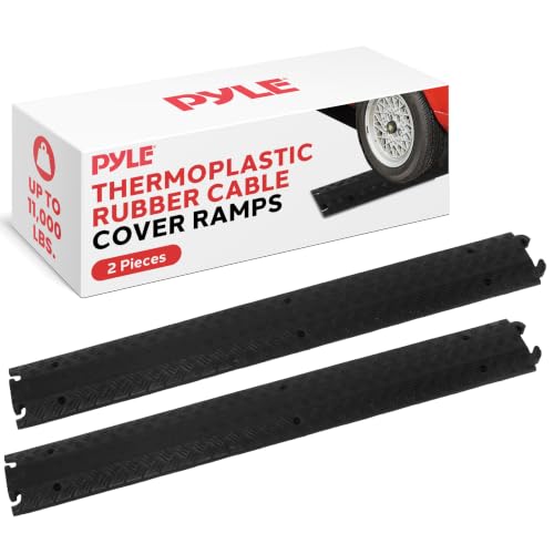 Protector de cable rampa de caucho Pyle de 40 pulgadas - Cubierta para cables pesados para extensión y mangueras, capacidad de carga 11,000 lbs, uso interior/exterior (Paquete de 2) miniatura 1