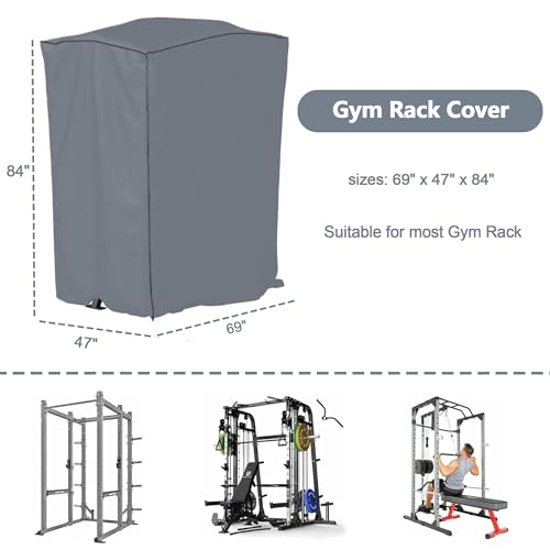 WJYZHM Power Cage Cover,Strength Training Power Cage Covers,84\" H x 47\" L x 69\" W-Squat Rack Cage Accessories Outdoor And indoor Universal Dust and Waterproof Four-Season Protective Cover-Black