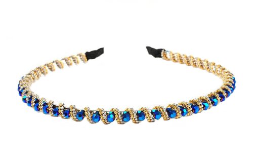 niceeshop(TM) Fashion Bling Rhinestone Hair Hoop Crystal Bead Headband For Bang Fringe-Blue