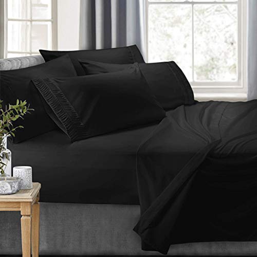 Clara Clark 6-Piece Bed Sheets - Luxury Pleated Sheets Set Bedding Sheet Set