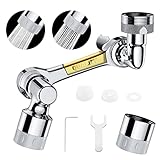 DN DENNOV Wasserhahn Verlängerung Aufsatz, 1440°Drehbarer Wasserhahn, Multifunktionaler Luftsprudler Wasserhahn, 2 Wasserauslassmodi,Universeller Wasserhahnanschluss