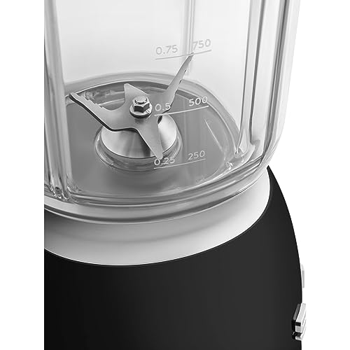 Smeg BLF03BLUK Retro 50's Style Jug Blender with Stainless Steel Blades, 4 Speed Settings and 3 Pre-set Programs, 1.5 Litre, 800W, Black - Image 6