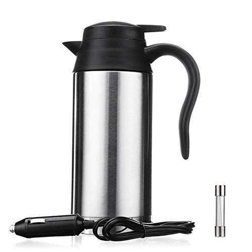 750ml 24V Auto Heizung Tasse Elektrokessel Topf Camping Reise Reise Kaffee Tee Wasser beheizte Tasse Kochen,Silber