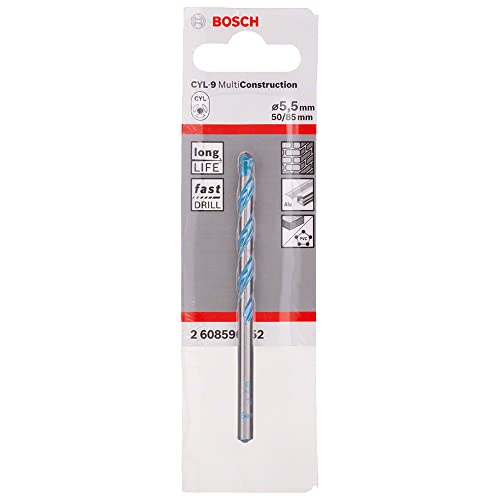 Bosch Professional 2608596052 CYL-9 Multi Purpose Drill Bit, 5.5mm x 50mm x 85mm, Silver