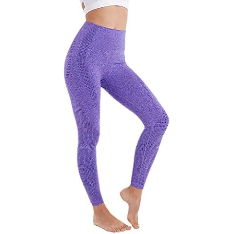 Aoxjox Women's High Waist Workout Gym Vital Seamless Leggings Yoga Pants - purple - Medium Cover