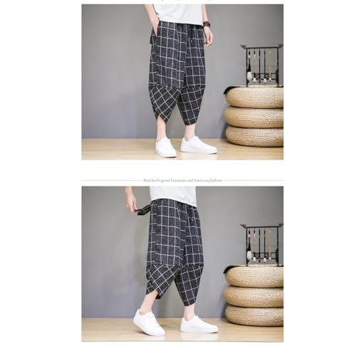 Seidarise Men's Casual Linen Pants Loose Fit Elastic Drawstring Waist Straight-Legs Summer Yoga Beach Long Pants3