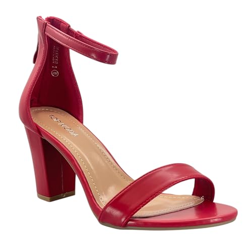 TOP MODA Hannah-1 �A���N���X�g���b�v �h���b�V�[�n�C�q�[���T���_���A�m���X���b�v�\�[���A�������A�p�[�e�B�[�A�v�����A�C�u�j���O�E�F�A�A�܂��͂�����@��� �������ꂽ�X�^�C���̃u���b�N�q�[���T���_��, ���b�h �|���E���^��(Red Pu)