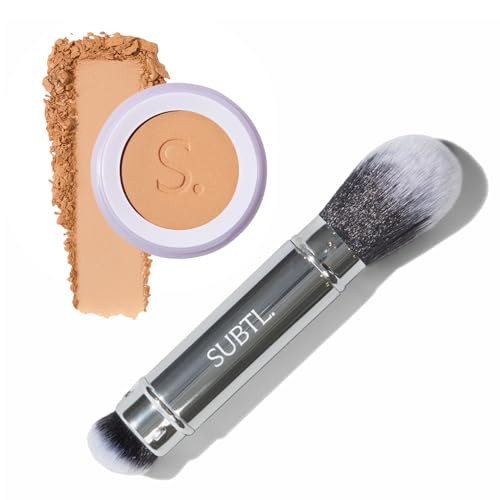 Subtl Beauty BB Powder + Dual-Ended Face Brush – Light 3N, 6.3g – Talc-Free Powder Foundation with Buildable Coverage, Skin-Like Finish, Hydrating Formula, Travel-Friendly Brush