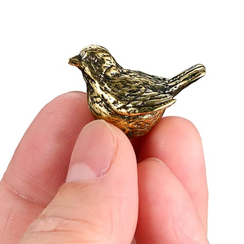 Estatua miniatura de pájaro de bronce vintage dorado miniatura 7
