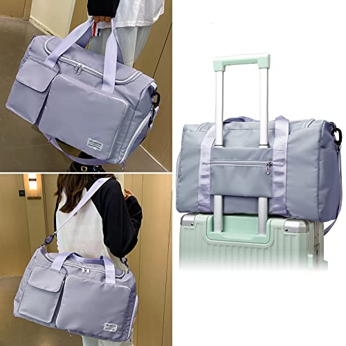 Large Foldable Travel Duffel Bag With Shoes Compartment, Sports Tote Gym Bag With Wet Pocket, Carry On Hospital Bags For Labor And Delivery, Shoulder Weekender Overnight Bag For Women And Men, Blue #TOP5