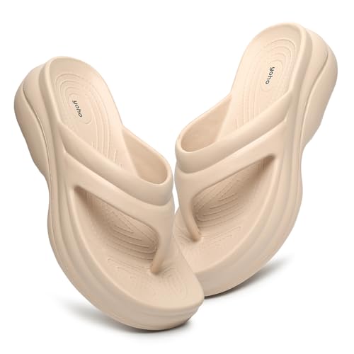 Image of YOHO Women Platform Slippers SLR 103 | Comfortable Triple Dense Foam Soft Flip-Flops with Heel Support | Anti-Skid Lightweight Footwear for Indoor & Outdoor Use