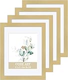CORE ART 11x14 Gold Picture Frame Set of 4,Display Pictures 8x10 with Mat or 11 x 14 without Mat,Mul