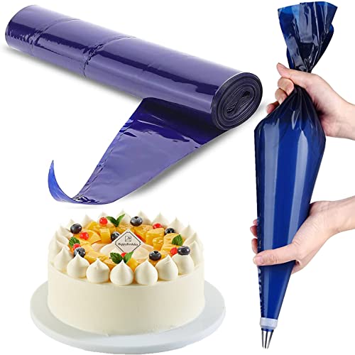 Tabiger Bolsas desechables para tuberías de 21 pulgadas, bolsas extra grandes, bolsas de decoración para boquillas de todos los tamaños (azul, paquete de 22 en un rollo)