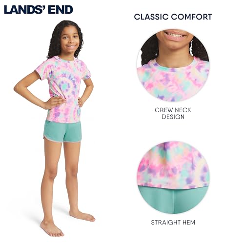 Image of Lands' End Girls' Swim UPF 50+ Short Sleeve Sun Tee Rash Guard Shirt
