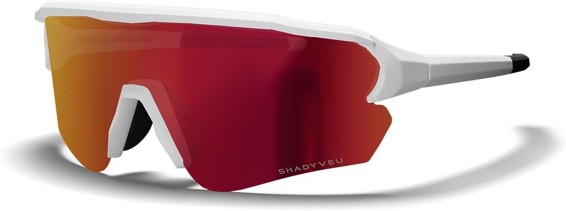 ShadyVEU AERROW SD Half Frame Sports TR90 Polarized Super Dark UV400 Mens Womens Sunglasses, Red Yellow