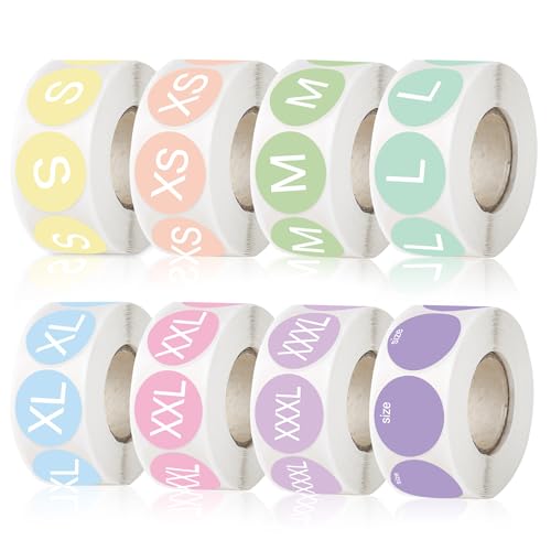 VELATYVIO 4800 Pcs Round Color Clothing Size Stickers Self-Adhesive Clothing