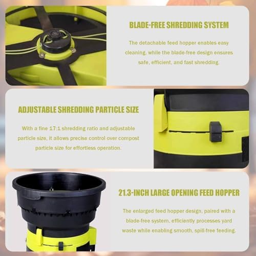 2500W Electric Leaf Mulcher Shredder with Wheels & Storage Bag, 13 Amp 8000RPM Garden Chipper, 20 Extra Cutting Lines, Perfect for Composting & Yard Cleanup