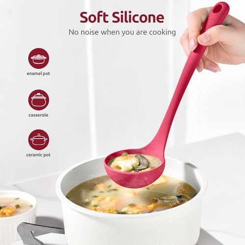 Image of U-Taste Silicone Soup Ladle, 600ºF Heat Resistant Spoon, 11in /2.6oz, Red