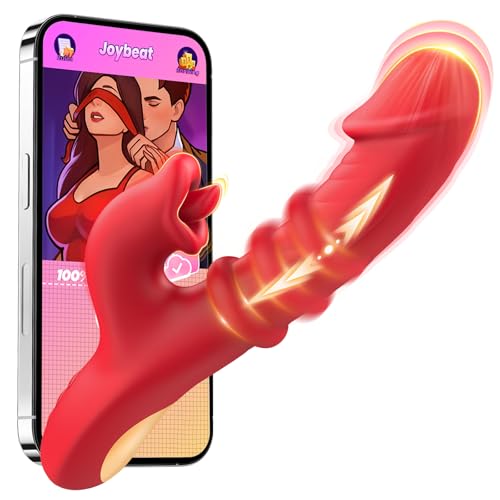 Cacuola Vibrator Sex Spielzeug für die Frau, 50 Mal/Min Intensiv Stoßen Gleitring Lecken Dildo, APP Sexspielzeug Vibratorensets für Frauen Klitoris, Vibration für Frauen Umschnall-Dildos Sex Toys