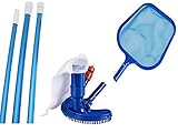 HAFIX® Pool Reinigungsset mit Kescher, Teleskopstange, Thermometer & Bürste. 4. teilig Cleaning Kit Pool Zubehör für Schwimmbad, Teich, Whirlpools. Maintenance Poolzubehör zur einfachen Reinigung.