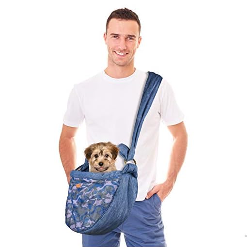 WIOR Pet Sling Carrier, Soft & Breathable Mesh Pet Dog Sling Carrier Bag, Adjustable Strap Hands Free Dog Cat Sling Carrier Travel Bag for Small Dogs Cats Outdoor Travel Walking Under 15lbs