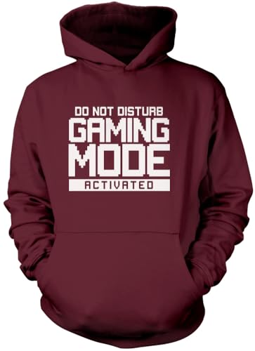 Image of HotScamp Do Not Disturb Gaming Mode Activated Unisex Adults and Kids Hoodie - Gamer Console Teen Online Games Addict Maroon Small