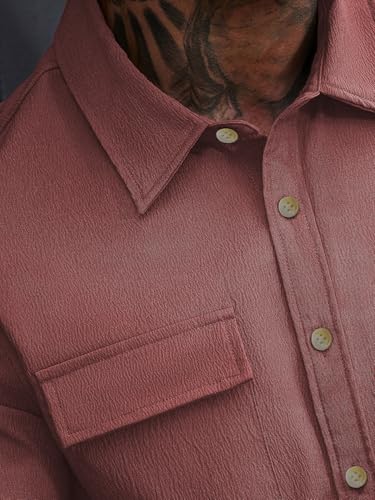 Image of GRECIILOOKS Shirt for Man | Classic Summer Shirt for Man | Men's Regular Fit Soft Cotton Blend Casual Shirts with Button Closure