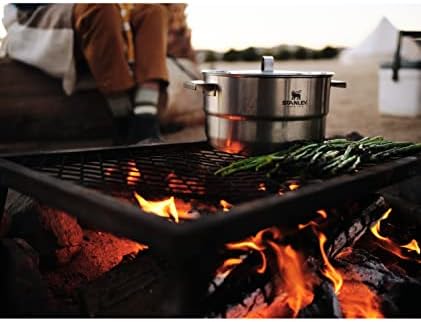 Stanley Adventure Stainless Steel Camping Cooking Set for Two 1.0L / 1.1 QT with Bowls and Sporks - 6 Piece Camp Cook Set - Stainless Steel Pot with Lid - Cookware for Backpacking and Camping