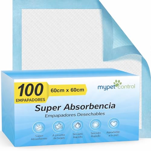 MyPet Empapadores Perros 60x60 cm – 100 Unidades | Alfombrillas Absorbentes para Entrenamiento y Cachorros | Pack Ahorro Desechable Antifugas