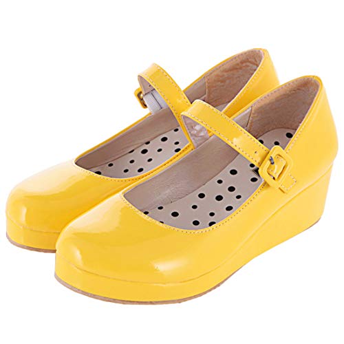 MAVMAX Women's Wedge Mary Jane Round Toe Lolita Shoes Platform Mid Heel Pumps
