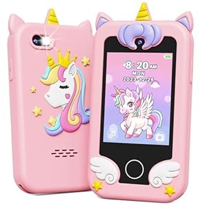 KOKODI Kids Smart Phone Toys, Birthday Gifts Unicorn Toddler Play Phone for Girls 3-10, Touchscreen HD Dual Camera Cell Phone for Kids, Travel Toy Preschool Learning Toy for Kids
