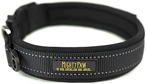 Mighty Paw Sport Dog Collar - Neoprene Padding Constructed with Premium Quality Material - Non-Metal Dog Tag Attachment - Reflective Stitching for Increased Visibility