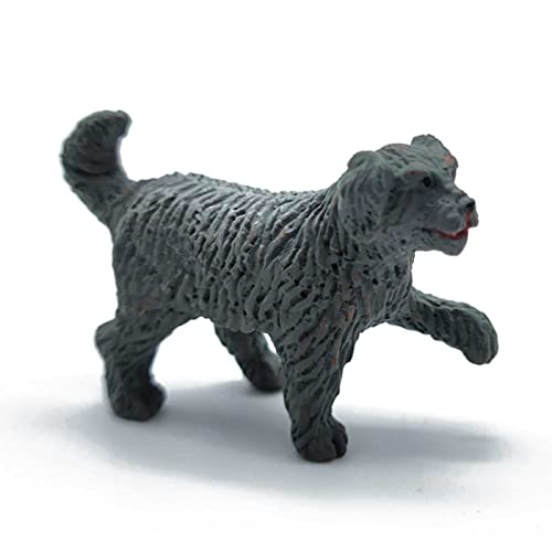 Acan Tradineur – Figuras de Perro de Color Gris para belén - Fabricado en plástico - Figura Decorativa Divertida para Nacimiento, Navidad - 3,5 x 2 x 5,2 cm.