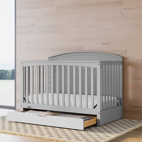 Graco Bellwood 5-in-1 Convertible Crib with Drawer (Pebble Gray) - GREENGUARD Gold Certified, Full-Size Storage Drawer, Converts to Toddler Bed and Full-Size Bed - Thumbnail 2