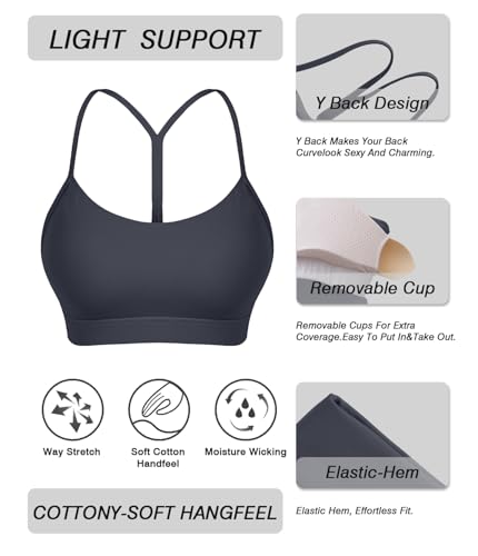 Image of Sports Bra for Women Low Impact Racerback Workout Bras Sexy Thin Straps Yoga Sport Bras with Removable Pads